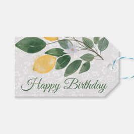 Etiqueta Para Presente Aquarela Limões Sicilianos Feliz Aniversário