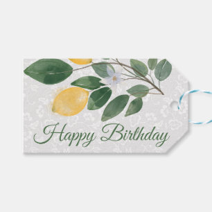 Etiqueta Para Presente Aquarela Limões Sicilianos Feliz Aniversário