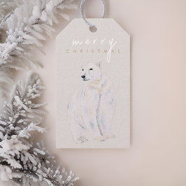 Etiqueta Para Presente Aquarela Polar Bear Moderno Feliz Natal