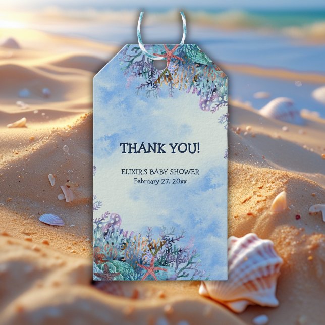 Etiqueta Para Presente Aquarela sob o Chá de fraldas Maravilha (Criador carregado)