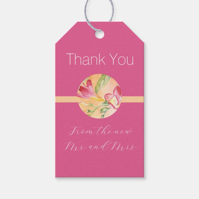 Etiqueta Para Presente Aquarela Tropical Freesia (Frente)