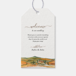 Etiqueta Para Presente Aquarela Tuscany Itália Silhueta Casamento Bem-vin