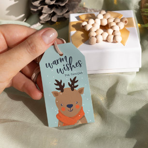 Etiqueta Para Presente Aqueça a rena personalizada do Natal dos desejo