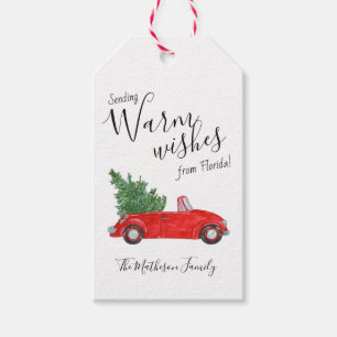 Etiqueta Para Presente Aqueça #Christmas tropicais do carro vermelho do