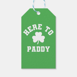 Etiqueta Para Presente Aqui para Paddy Funny Dia de São Patrício Shamrock