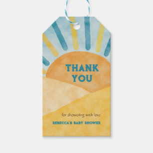 Etiqueta Para Presente Aqui vem Filho Blue Rays Sunshine Chá de fraldas