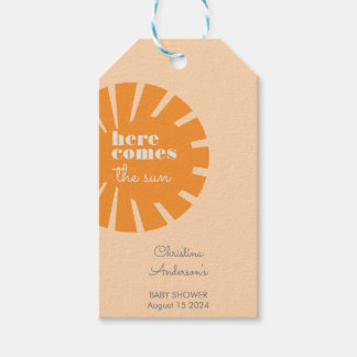 Etiqueta Para Presente Aqui vem o Chá de fraldas retrô do Sol