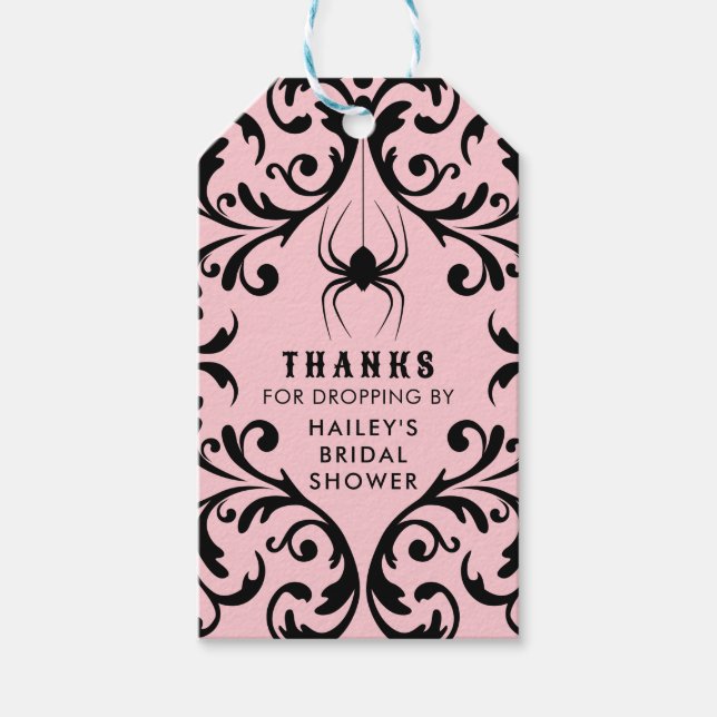 Etiqueta Para Presente Aranha Glam Damask | Obrigada Festa de Noivado (Frente)