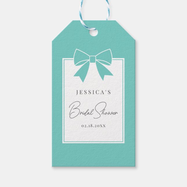 Etiqueta Para Presente Arco Azul Teal Bride & Co. Obrigado (Frente)