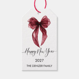 Etiqueta Para Presente Arco Burgundy Minimalista Feliz Ano Novo 2027