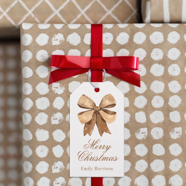 Etiqueta Para Presente Arco Burlap Natural de Aquarela (Criador carregado)