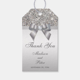 Etiqueta Para Presente Arco Classy Silver Sequins Obrigado