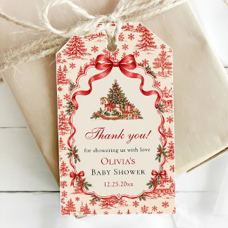 Etiqueta Para Presente Arco Coquete Vermelho Script Festa Árvore de Natal
