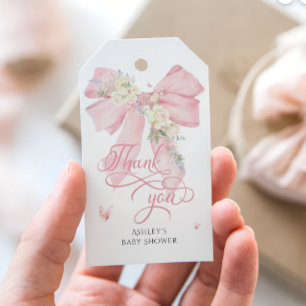 Etiqueta Para Presente Arco Cor-de-Rosa Chá de fraldas Floral Pastel Obri