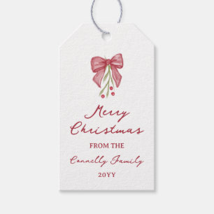 Etiqueta Para Presente Arco de Aquarela Galho de Mirtilo Feliz Natal De