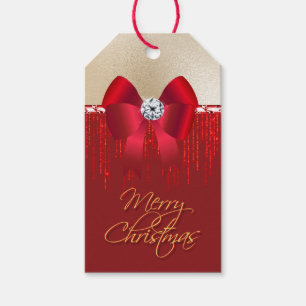 Etiqueta Para Presente Arco de cetim luxuoso e elegante no Natal do ouro