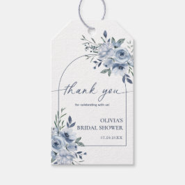 Etiqueta Para Presente Arco de Chá de panela Azul Dusty Obrigado