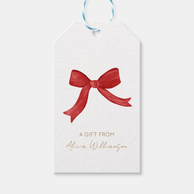Etiqueta Para Presente Arco de coquete vermelho Natal - Presente personal (Frente)