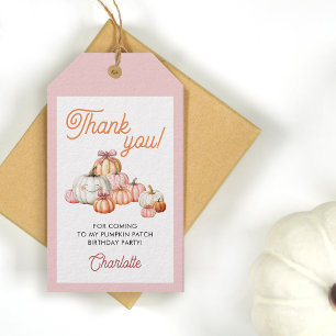 Etiqueta Para Presente Arco de Menina no Patch de Abóbora Aniversário Obr