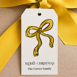 Etiqueta Para Presente Arco de Natal Dourado Amarelo Cor da Água