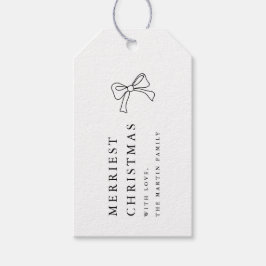 Etiqueta Para Presente Arco de Natal Simples, Preto e Branco Personalizad