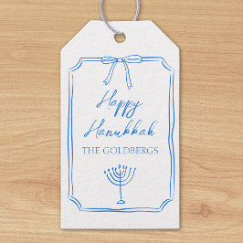 Etiqueta Para Presente Arco Elegante Menorah Nome Personalizado Feliz Han