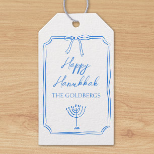 Etiqueta Para Presente Arco Elegante Menorah Nome Personalizado Feliz Han