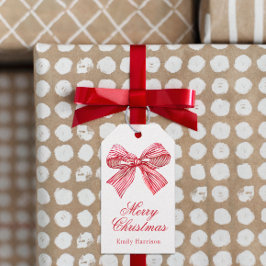 Etiqueta Para Presente Arco em branco e vermelho