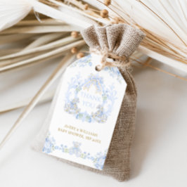 Etiqueta Para Presente Arco Floral Crest Russo Blue Boy Chá de fraldas