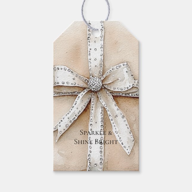 Etiqueta Para Presente Arco Glitzy Glam Silver White Cream (Frente)