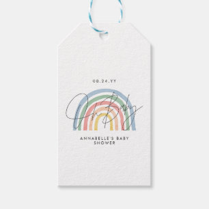 Etiqueta Para Presente arco-íris colorido com chá de fraldas