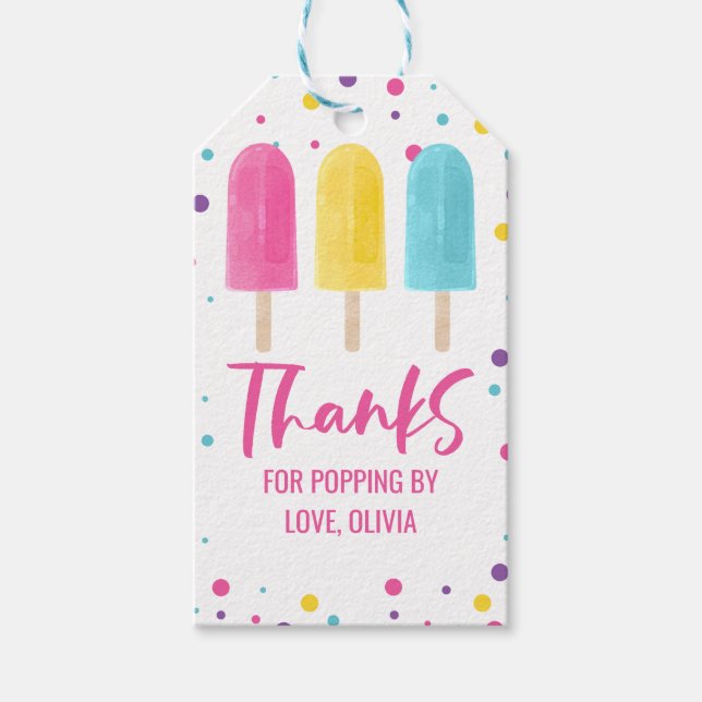 Etiqueta Para Presente Arco-íris Pops Aniversário de Verão (Frente)