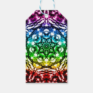 Etiqueta Para Presente Arco-íris Tie Dye Mandala Estrela Festa de Anivers