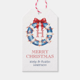 Etiqueta Para Presente Arco Náutico do Monograma Costeiro de Natal