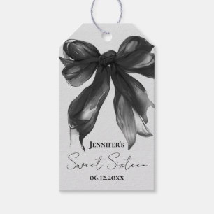 Etiqueta Para Presente Arco Preto Coquette Script Doce 16 Festa Cinza 
