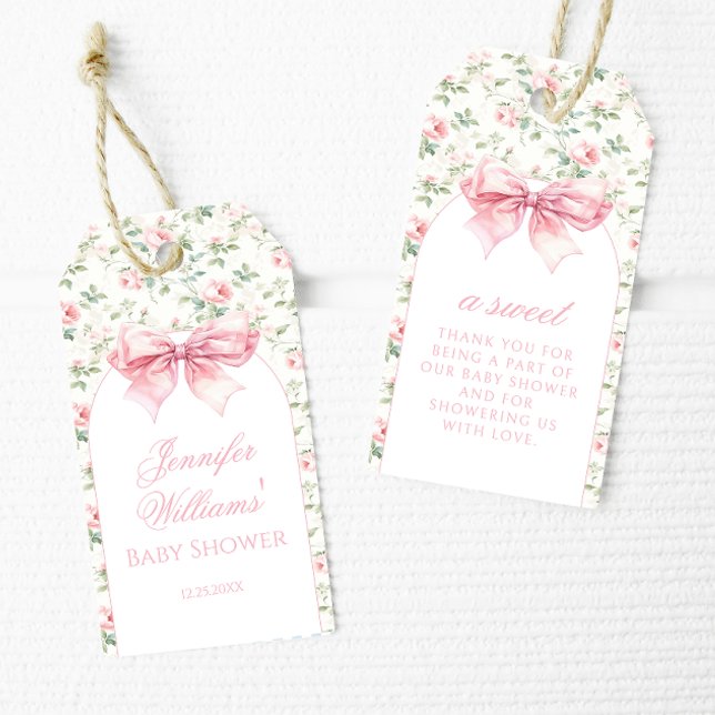 Etiqueta Para Presente Arco rosa-chic, chá-obrigado- (Criador carregado)