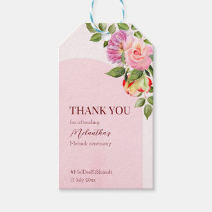 Etiqueta Para Presente Arco rosa com rosas personalizados e obrigado mehn