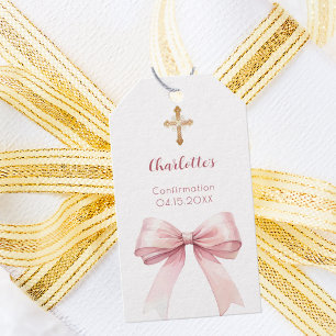 Etiqueta Para Presente Arco rosa confirmação menina DIY cruz