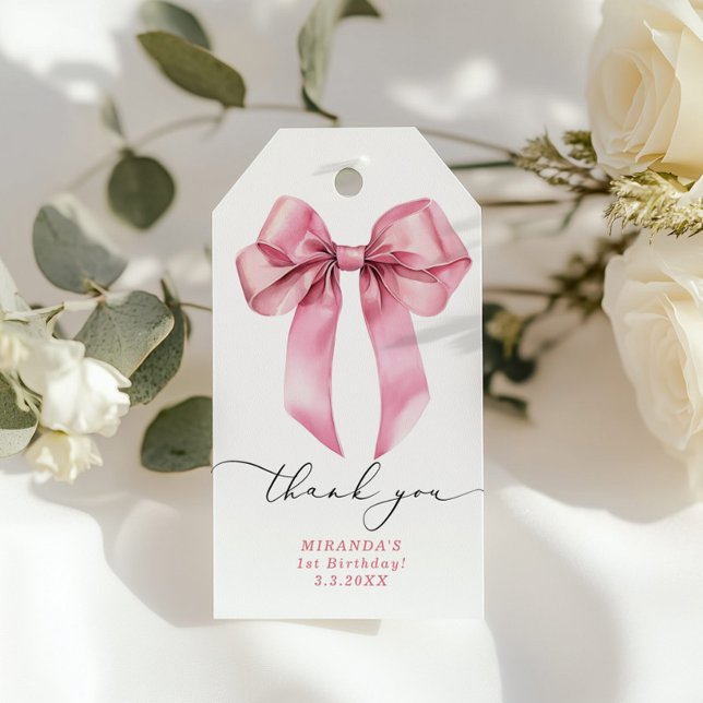 Etiqueta Para Presente Arco rosa obrigado Festa de aniversário (Criador carregado)