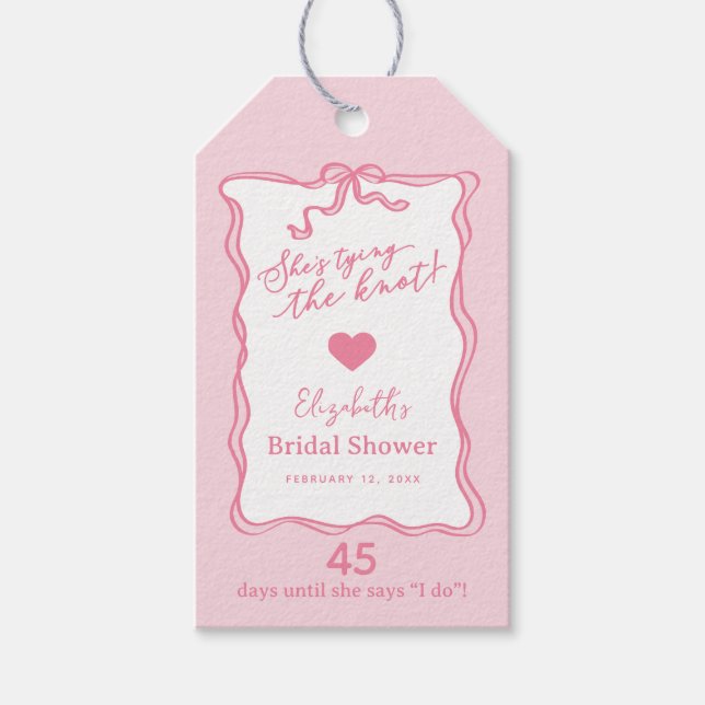 Etiqueta Para Presente Arco Rosa Retro Ela Está Casando (Frente)