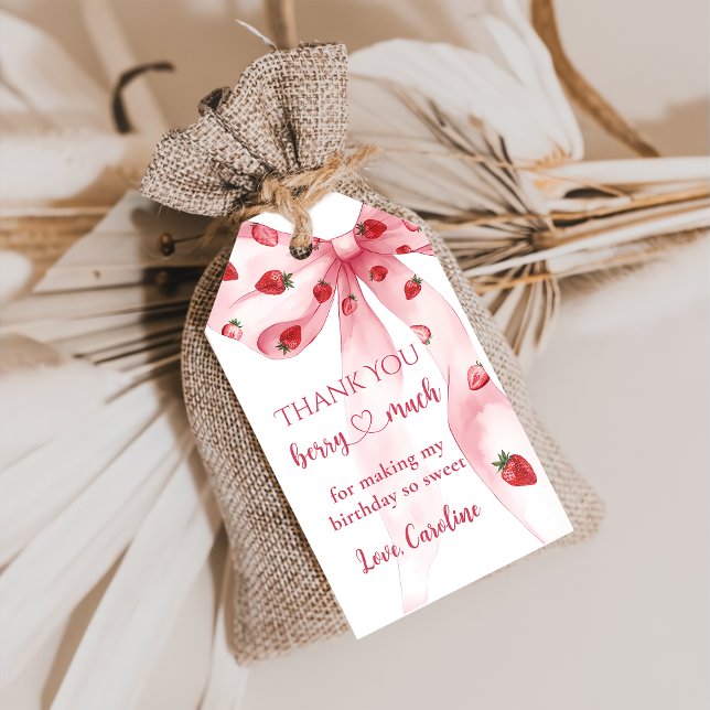Etiqueta Para Presente Arco rosa Strawberry Berry Sweet Birthday Dagt (Criador carregado)
