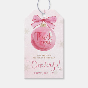 Etiqueta Para Presente Arco Rosa Winter Onederland First Birthday Favor