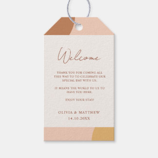 Etiqueta Para Presente Arcos Boho Coloridos Mínimos Bem-vindo Casamento