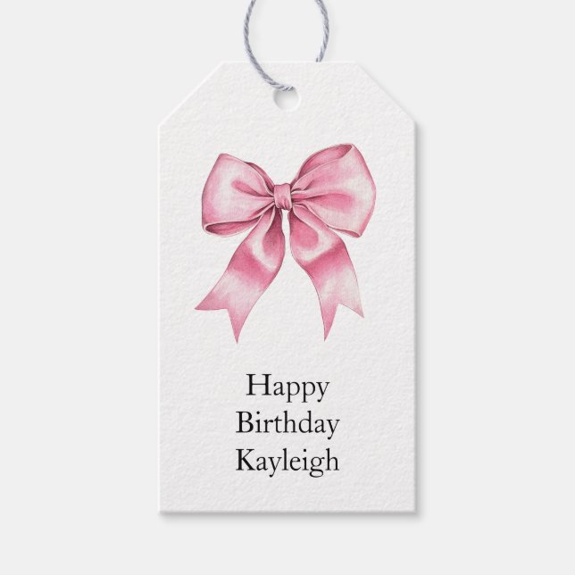 Etiqueta Para Presente Arcos Rosa Cinza Chic Aniversário (Frente)