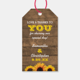 Etiqueta Para Presente Arranjo de Girassóis e Madeira Rústica Obrigado Et