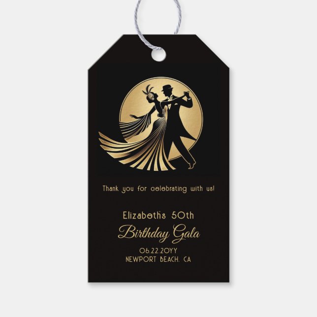 Etiqueta Para Presente Art Deco Gatsby Roaring 20s Prohibition Custom (Frente)