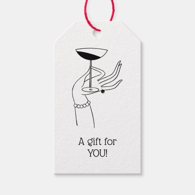 Etiqueta Para Presente Art Deco Lady segurando vidro de champanhe (Frente)