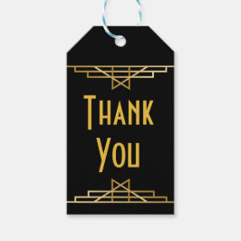 Etiqueta Para Presente Art Deco Obrigado Excelente Preto e Dourado Festa