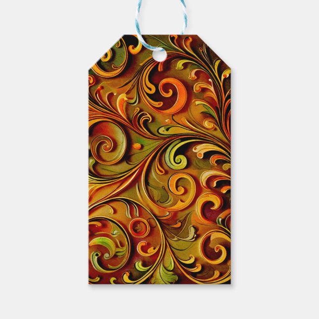 Etiqueta Para Presente Art Nouveau floral design  (Frente)