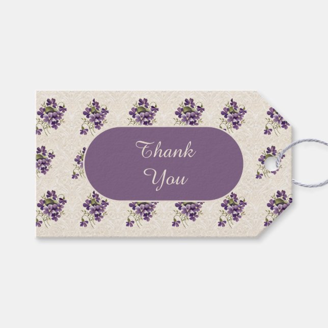 Etiqueta Para Presente Art Nouveau Violet Floral Pattern (Frente (horizontal))
